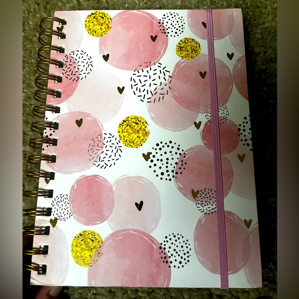 Cute pink and white lined paper notebook, never used, great condition